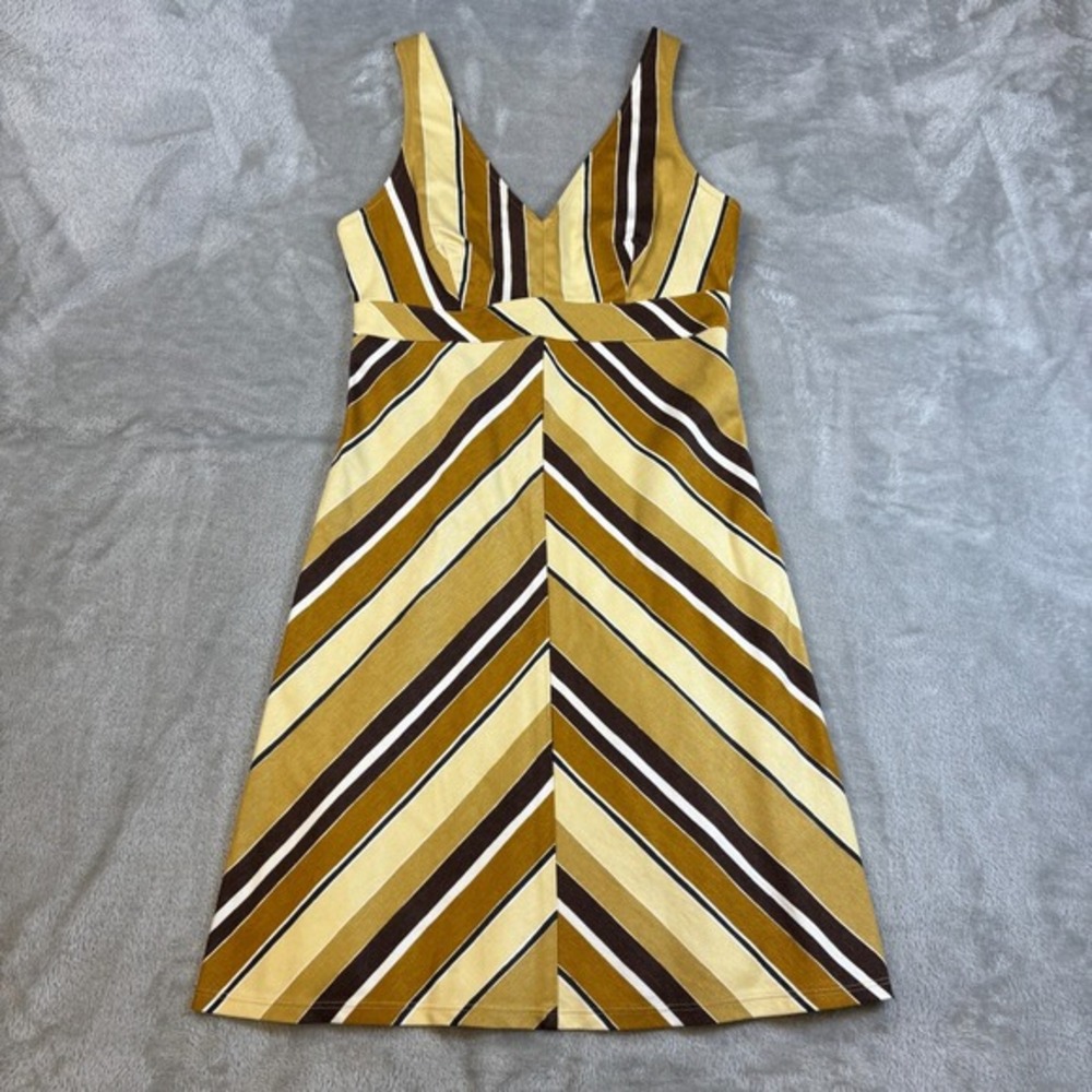 Trina Turk Dress Womens 4 Chevron Stripe Sleeveless V Neck A Line disco mod